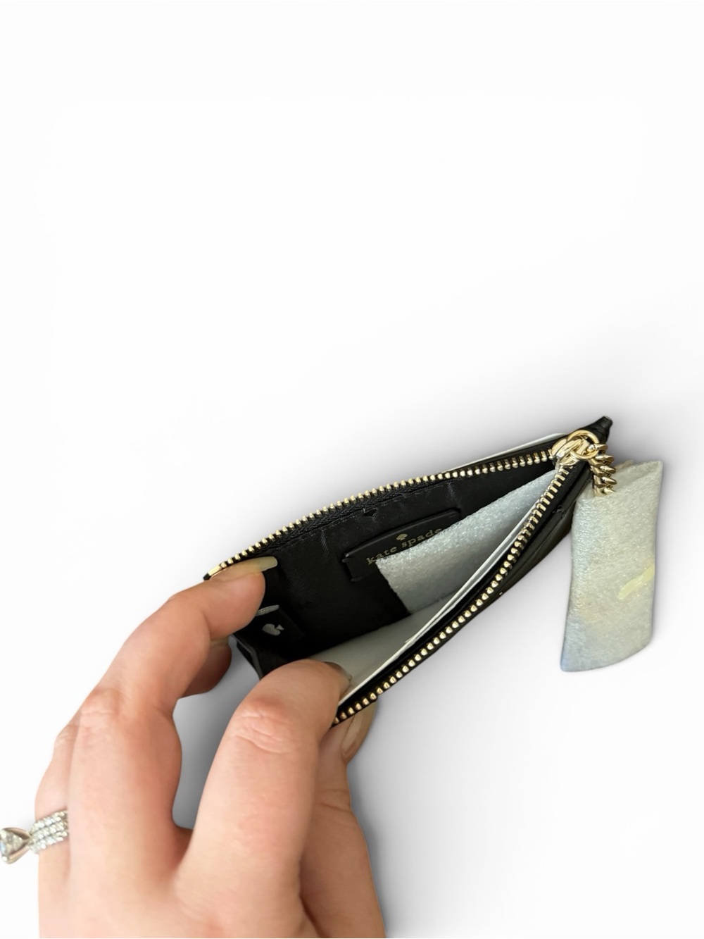✨NWT - Kate Spade Carey Smooth Quilted Black Key Ring Card Holder✨ - Picture 4 of 5